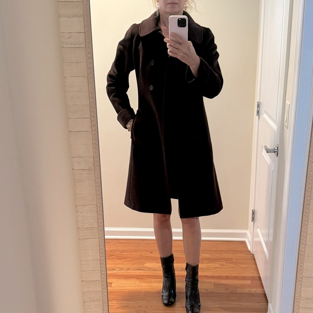 Lagerfeld brown wool coat size 6 made in Italy